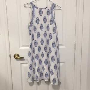 Blue and white patterned summer dress